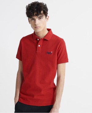 Superdry Organic Cotton Classic Pique Férfi Póló Piros | PEJHA6950